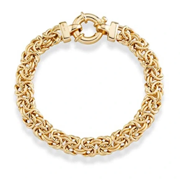 Paolo Romeo Italian Gold Over 925 Silver Byzantine Chain Bracelet - Picture 1 of 12